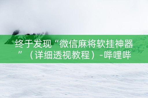 终于发现“微信麻将软挂神器”（详细透视教程）-哔哩哔哩