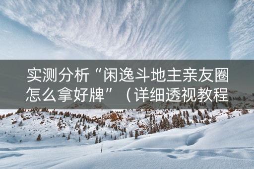 实测分析“闲逸斗地主亲友圈怎么拿好牌”（详细透视教程）-哔哩哔哩