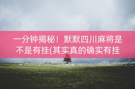 一分钟揭秘！默默四川麻将是不是有挂(其实真的确实有挂)