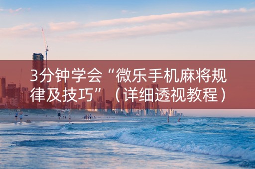3分钟学会“微乐手机麻将规律及技巧”（详细透视教程）-哔哩哔哩