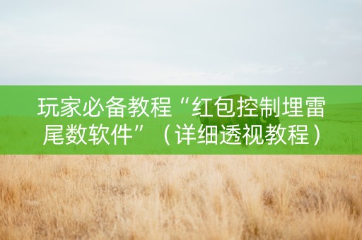 玩家必备教程“红包控制埋雷尾数软件”（详细透视教程）-哔哩哔哩