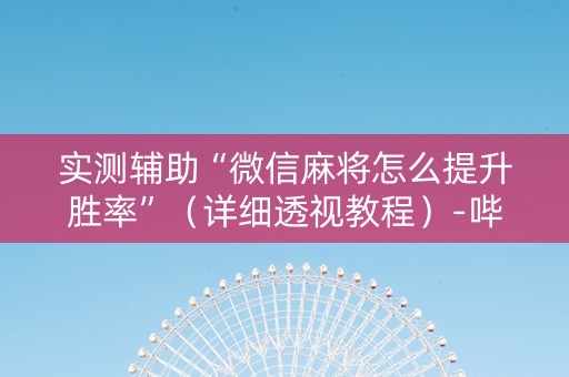 实测辅助“微信麻将怎么提升胜率”（详细透视教程）-哔哩哔哩