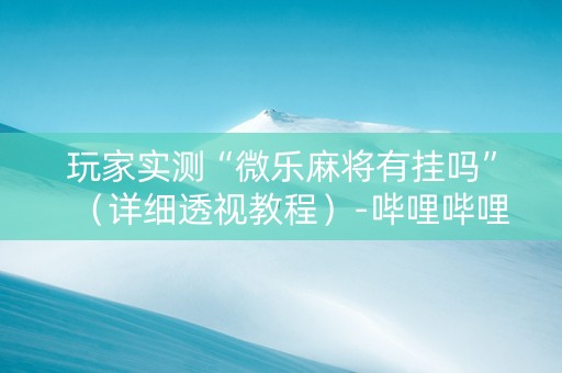 玩家实测“微乐麻将有挂吗”（详细透视教程）-哔哩哔哩