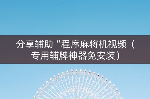 分享辅助“程序麻将机视频（专用辅牌神器免安装）