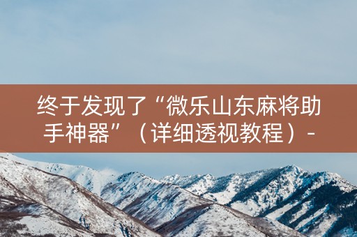 终于发现了“微乐山东麻将助手神器”（详细透视教程）-哔哩哔哩