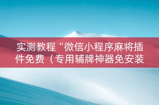实测教程“微信小程序麻将插件免费（专用辅牌神器免安装）