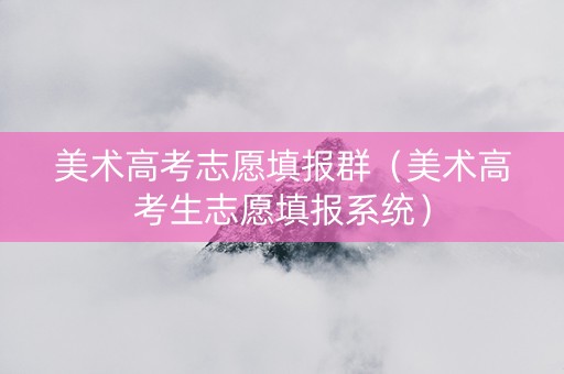 美术高考志愿填报群（美术高考生志愿填报系统）