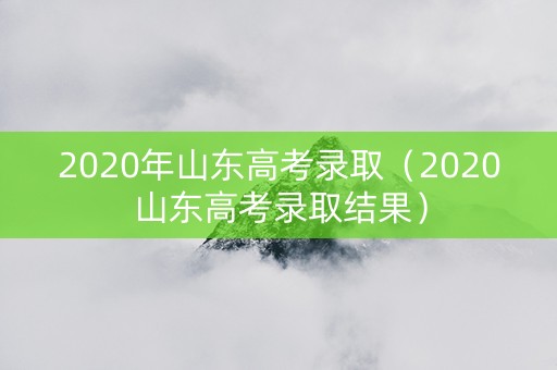 2020年山东高考录取（2020山东高考录取结果）