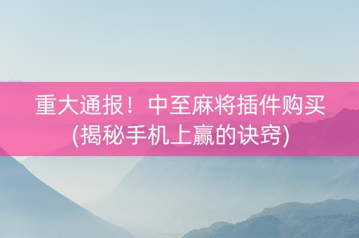 重大通报！中至麻将插件购买(揭秘手机上赢的诀窍)