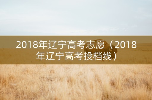 2018年辽宁高考志愿（2018年辽宁高考投档线）