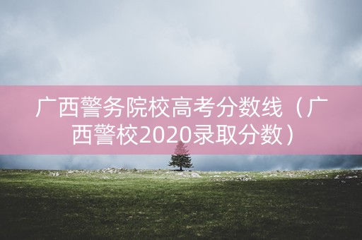 广西警务院校高考分数线（广西警校2020录取分数）