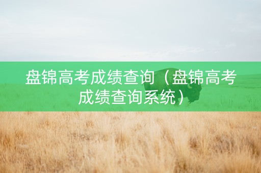 盘锦高考成绩查询（盘锦高考成绩查询系统）