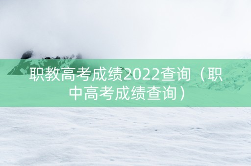 职教高考成绩2022查询（职中高考成绩查询）