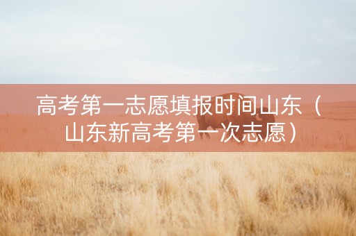 高考第一志愿填报时间山东（山东新高考第一次志愿）