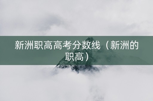 新洲职高高考分数线（新洲的职高）