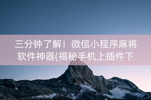三分钟了解！微信小程序麻将软件神器(揭秘手机上插件下载)