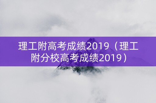 理工附高考成绩2019（理工附分校高考成绩2019）