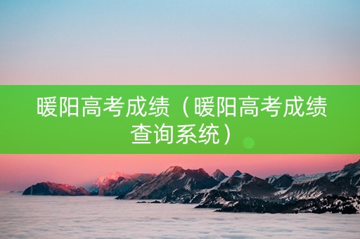 暖阳高考成绩（暖阳高考成绩查询系统）