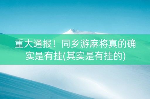 重大通报！同乡游麻将真的确实是有挂(其实是有挂的)