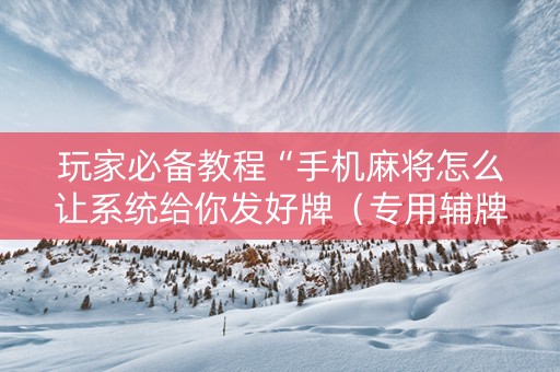 玩家必备教程“手机麻将怎么让系统给你发好牌（专用辅牌神器免安装）