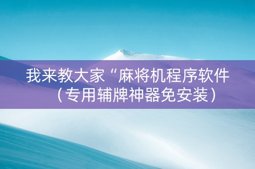 我来教大家“麻将机程序软件（专用辅牌神器免安装）