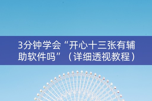 3分钟学会“开心十三张有辅助软件吗”（详细透视教程）-哔哩哔哩