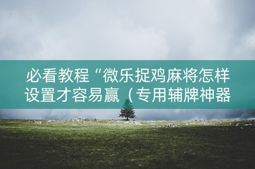 必看教程“微乐捉鸡麻将怎样设置才容易赢（专用辅牌神器免安装）