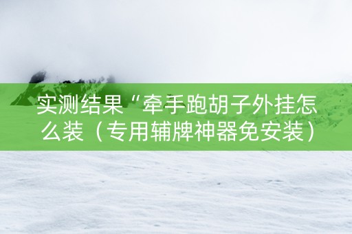 实测结果“牵手跑胡子外挂怎么装（专用辅牌神器免安装）