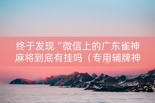 终于发现“微信上的广东雀神麻将到底有挂吗（专用辅牌神器免安装）