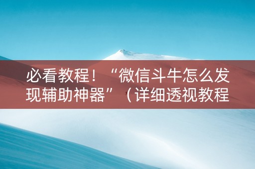 必看教程！“微信斗牛怎么发现辅助神器”（详细透视教程）-哔哩哔哩