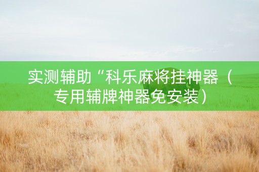 实测辅助“科乐麻将挂神器（专用辅牌神器免安装）