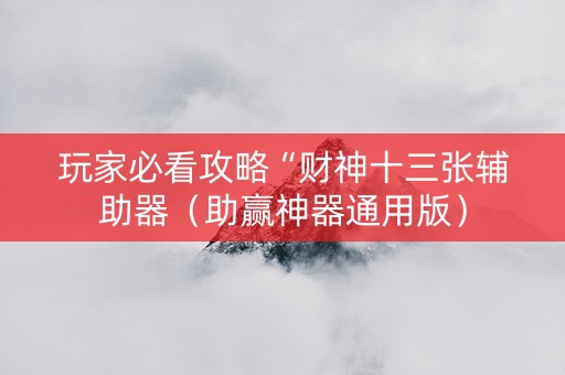 玩家必看攻略“财神十三张辅助器（助赢神器通用版）