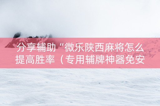 分享辅助“微乐陕西麻将怎么提高胜率（专用辅牌神器免安装）