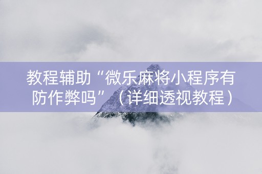 教程辅助“微乐麻将小程序有防作弊吗”（详细透视教程）-哔哩哔哩