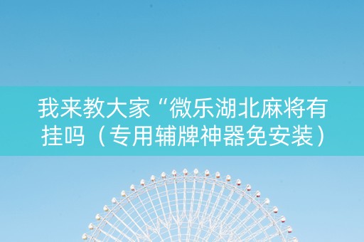 我来教大家“微乐湖北麻将有挂吗（专用辅牌神器免安装）