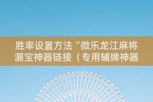 胜率设置方法“微乐龙江麻将漏宝神器链接（专用辅牌神器免安装）