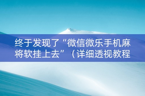 终于发现了“微信微乐手机麻将软挂上去”（详细透视教程）-哔哩哔哩
