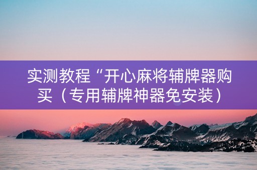实测教程“开心麻将辅牌器购买（专用辅牌神器免安装）