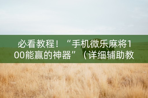 必看教程！“手机微乐麻将100能赢的神器”（详细辅助教程）-哔哩哔哩