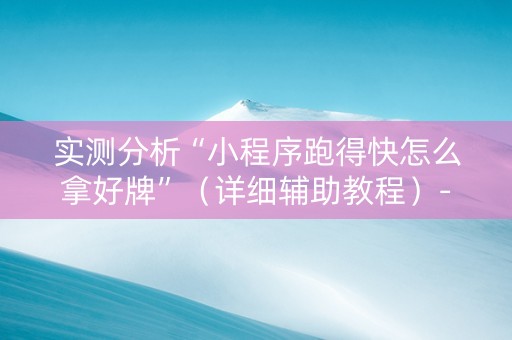 实测分析“小程序跑得快怎么拿好牌”（详细辅助教程）-哔哩哔哩