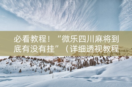 必看教程！“微乐四川麻将到底有没有挂”（详细透视教程）-哔哩哔哩