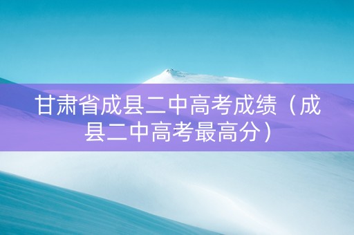 甘肃省成县二中高考成绩（成县二中高考最高分）