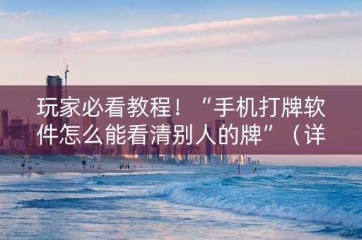 玩家必看教程！“手机打牌软件怎么能看清别人的牌”（详细开挂教程）-哔哩哔哩