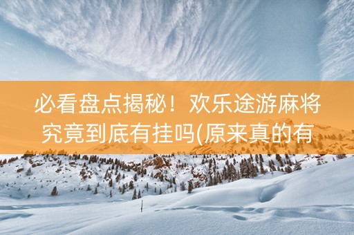 必看盘点揭秘！欢乐途游麻将究竟到底有挂吗(原来真的有挂)