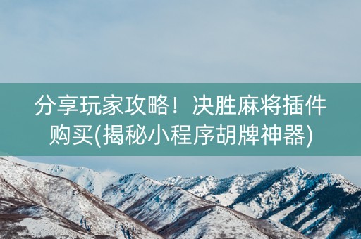 分享玩家攻略！决胜麻将插件购买(揭秘小程序胡牌神器)