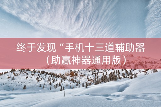 终于发现“手机十三道辅助器（助赢神器通用版）