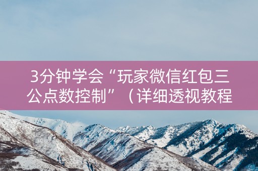 3分钟学会“玩家微信红包三公点数控制”（详细透视教程）-哔哩哔哩
