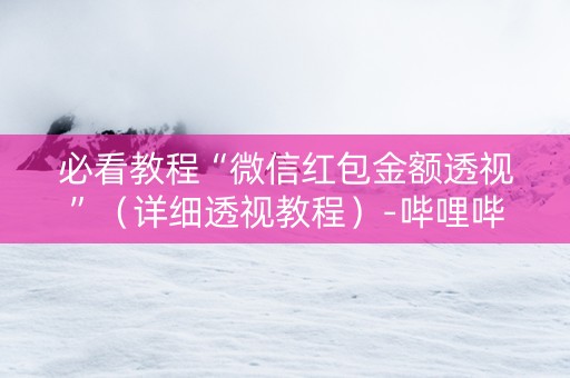 必看教程“微信红包金额透视”（详细透视教程）-哔哩哔哩
