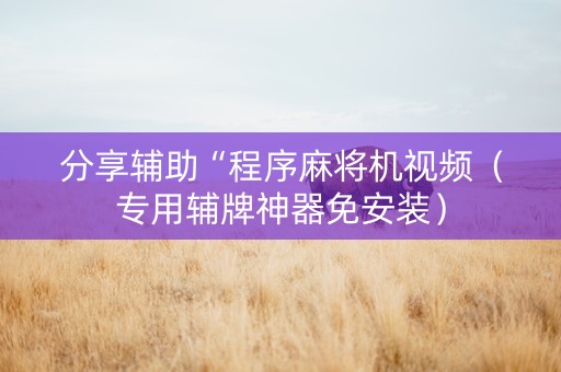 分享辅助“程序麻将机视频（专用辅牌神器免安装）