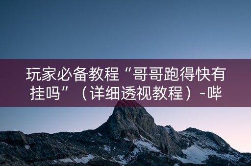 玩家必备教程“哥哥跑得快有挂吗”（详细透视教程）-哔哩哔哩